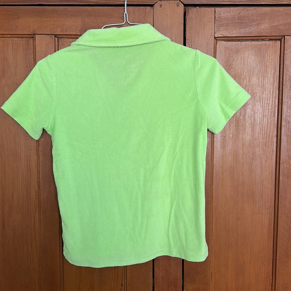 💚 Land’s End soft terry polo citrus lime shirt M 🍋‍🟩 - Picture 3 of 3